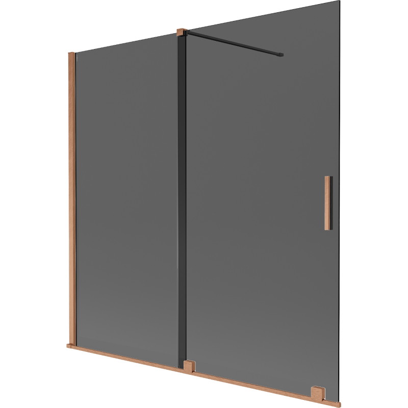 Mexen Velar dušiekraan 2-osaline lükand 160 x 150 cm, grafiit, harjatud vask - 896-160-000-41-65