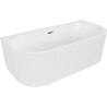 Mexen Sella freistehende wandnahe Riffelbadewanne 170 x 80 cm, weiß matt, Überlauf Roségold - 52711708001-60