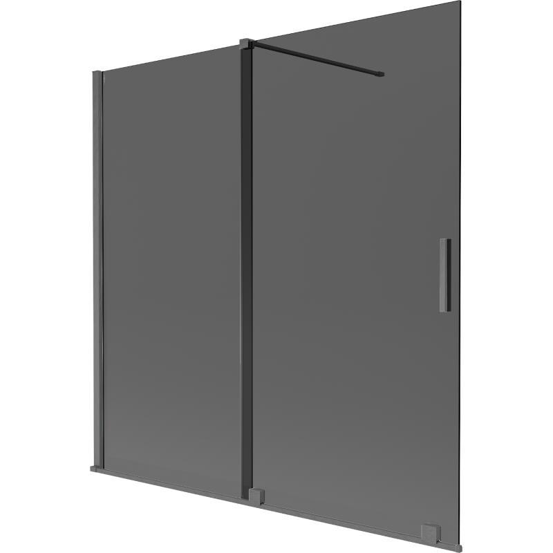 Mexen Velar 2-flügelige verschiebbare Badewannenabtrennung 160 x 150 cm, graphit, gebürstetes Gun Gray - 896-160-000-41-66