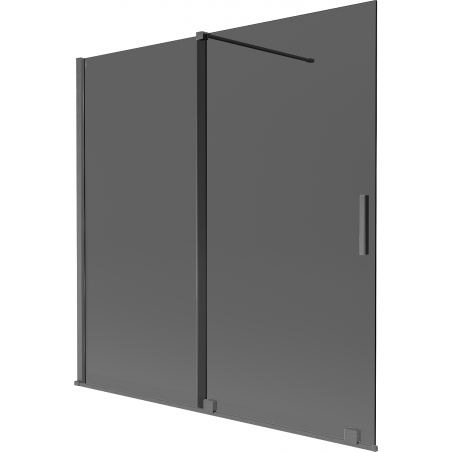 Mexen Velar 2-flügelige verschiebbare Badewannenabtrennung 160 x 150 cm, graphit, gebürstetes Gun Gray - 896-160-000-41-66