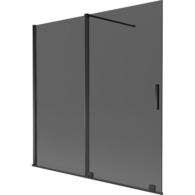 Mexen Velar klizna pregrada za kadu 2-krilna klizna 160 x 150 cm, grafitna, crna - 896-160-000-41-70