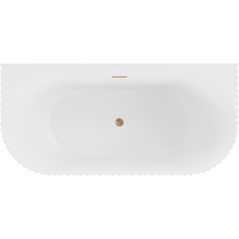 Mexen Sella freestanding wall-adjacent fluted bathtub 170 x 80 cm, white matte, brushed copper overflow - 52711708001-65