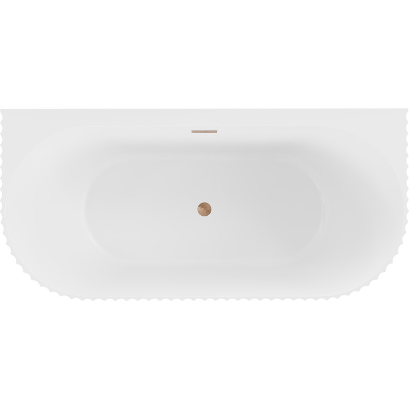 Mexen Sella freistehende Wandbadewanne geriffelt 170 x 80 cm, weiß matt, Überlauf gebürstetes Kupfer - 52711708001-65
