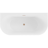 Mexen Sella vrijstaande tegen de muur geribbelde badkuip 170 x 80 cm, wit mat, overloop geborsteld koper - 52711708001-65