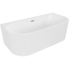 Mexen Sella freestanding wall-adjacent fluted bathtub 170 x 80 cm, white matte, brushed copper overflow - 52711708001-65