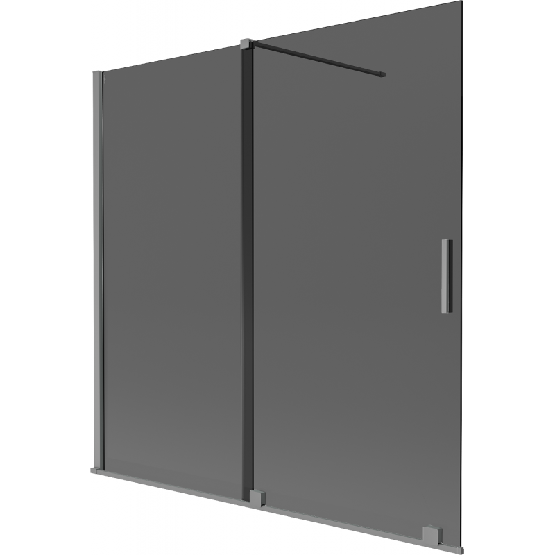 Mexen Velar mampara de baño deslizante de 2 paneles 160 x 150 cm, grafito, metal cepillado - 896-160-000-41-95