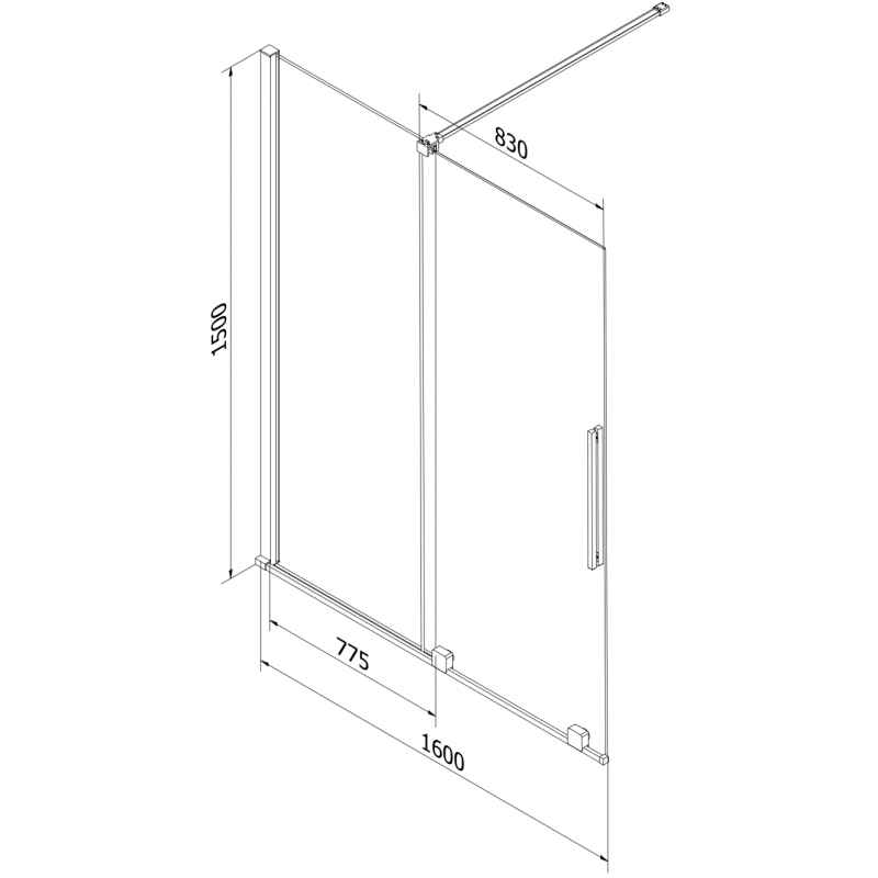 Mexen Velar parawan nawannowy 2-skrzydłowy rozsuwany 160 x 150 cm, grafit, gun metal - 896-160-000-41-95