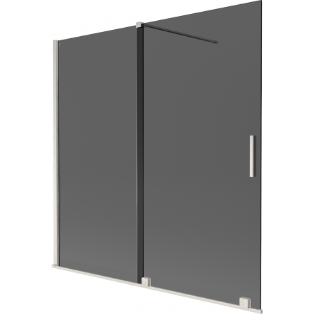 Mexen Velar Badewannenabtrennung 2-flügelig, verschiebbar 160 x 150 cm, graphit, gebürsteter Nickel - 896-160-000-41-97
