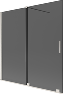 Mexen Velar vikbar duschskärm i 2 delar, skjutbar 160 x 150 cm, grafit, borstad nickel - 896-160-000-41-97