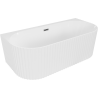 Mexen Sella freistehende wandstehende gerillte Badewanne 170 x 80 cm, mattweiß, Überlauf gun gray gebürstet - 52711708001-66
