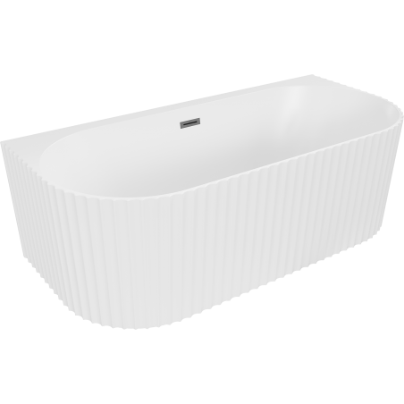 Mexen Sella free-standing wall-attached fluted bathtub 170 x 80 cm, white matte, gun metal overflow - 52711708001-95