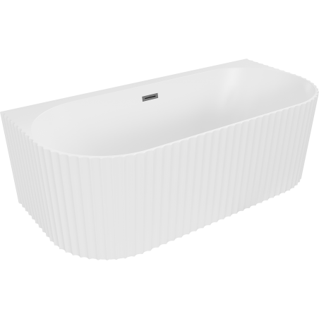 Mexen Sella freestanding wall-adjacent ribbed bathtub 170 x 80 cm, white matte, gun metal overflow - 52711708001-95