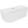 Mexen Sella freestanding wall-adjacent ribbed bathtub 170 x 80 cm, white matte, gun metal overflow - 52711708001-95