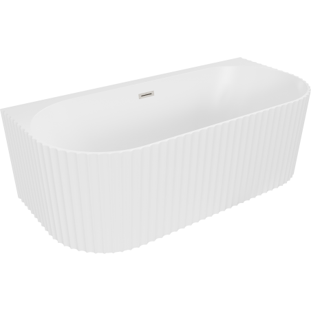 Mexen Sella baignoire autoportante murale cannelée 170 x 80 cm, blanc mat, trop-plein en nickel brossé - 52711708001-97