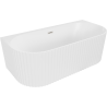 Mexen Sella freestanding wall-adjacent fluted bathtub 170 x 80 cm, white matte, brushed nickel overflow - 52711708001-97