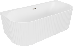 Mexen Sella vrijstaand wandgemonteerd geribbeld bad 170 x 80 cm, wit mat, overloop geborsteld nikkel - 52711708001-97