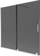 Mexen Velar Duschwand für Badewanne, 2-flügelig, zum Schieben, 170 x 150 cm, Grafit, Chrom - 896-170-000-41-01