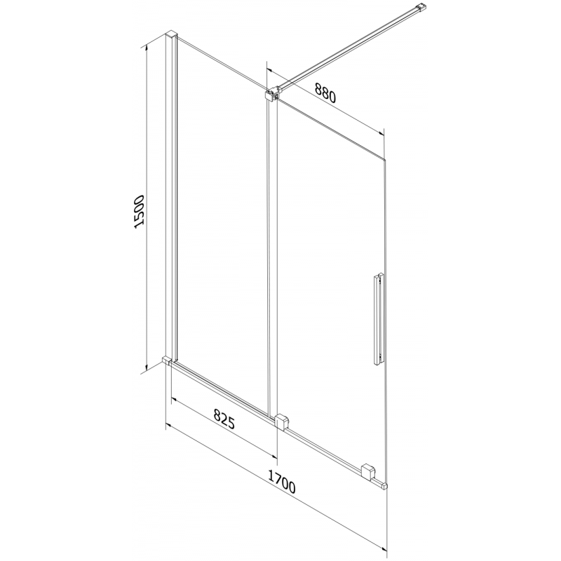 Mexen Velar paratia da bagno a 2 ante scorrevoli 170 x 150 cm, grafite, cromo - 896-170-000-41-01