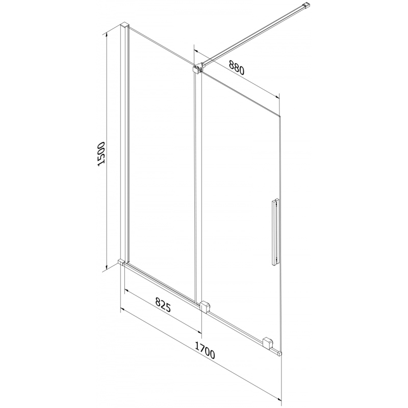 Mexen Velar 2-panel sliding bath screen 170 x 150 cm, graphite, white - 896-170-000-41-20