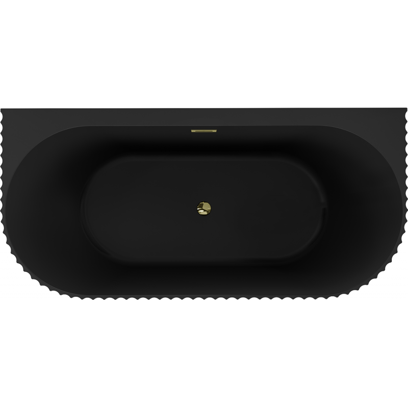 Mexen Sella freestanding wall-mounted fluted bathtub 170 x 80 cm, matte black, gold overflow - 52711708071-50