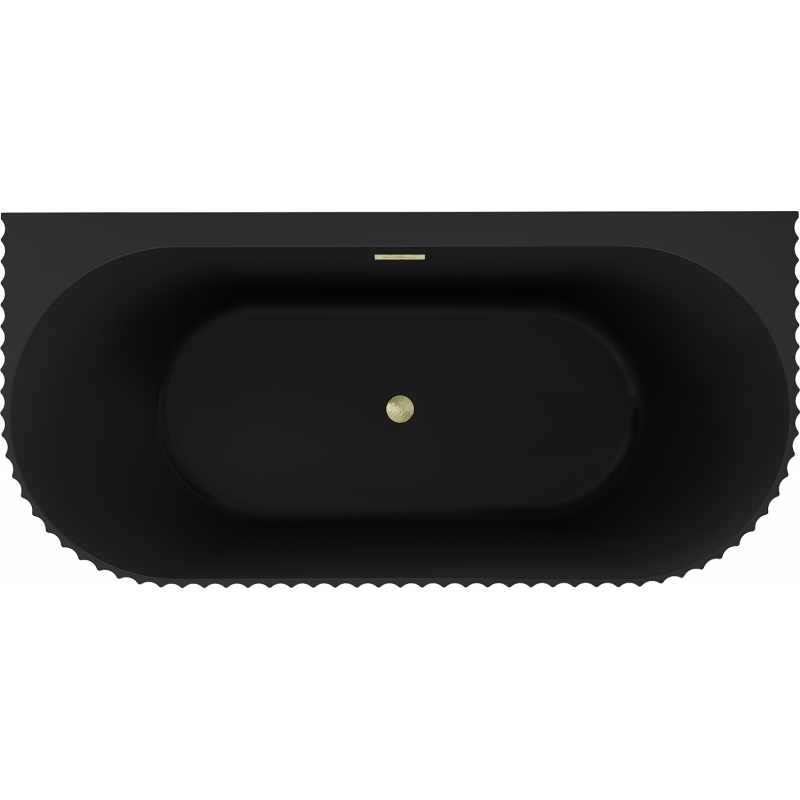 Mexen Sella bañera exenta adosada con estrías 170 x 80 cm, negro mate, rebosadero dorado cepillado - 52711708071-55