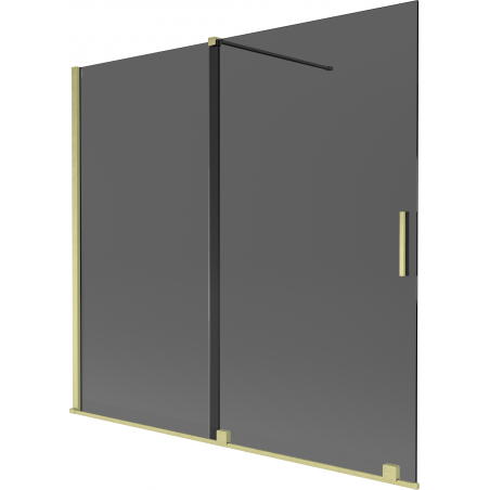 Mexen Velar Duschwand für die Badewanne, 2-flügelig, verschiebbar 170 x 150 cm, Graphit, gebürstetes Gold - 896-170-000-41-55