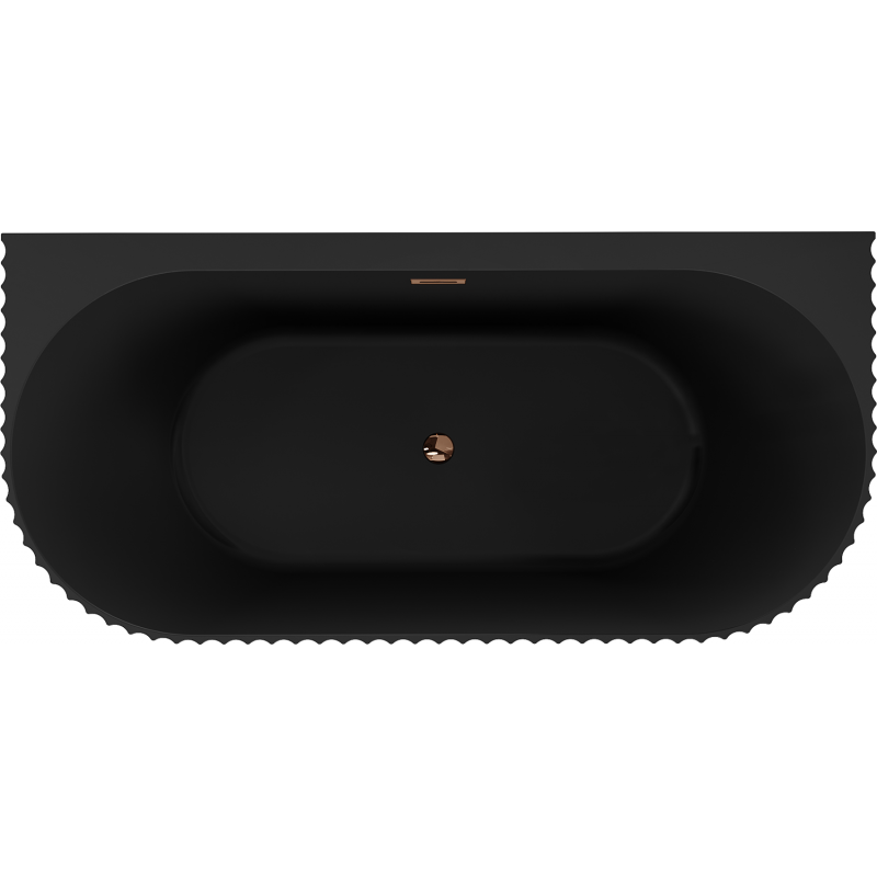 Mexen Sella banheira autónoma junto à parede canelada 170 x 80 cm, preto mate, transbordo ouro rosa - 52711708071-60