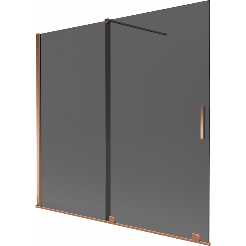 Mexen Velar parawan nawannowy 2-skrzydłowy rozsuwany 170 x 150 cm, grafit, różowe złoto - 896-170-000-41-60