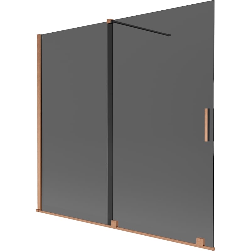 Mexen Velar klizni paravan za kadu s 2 krila, klizni, 170 x 150 cm, grafit, brušena bakar - 896-170-000-41-65