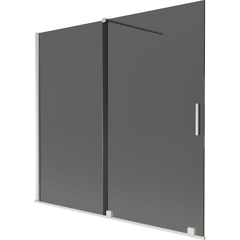 Mexen Velar mampara de ducha corredera de 2 paneles 170 x 150 cm, grafito, níquel cepillado - 896-170-000-41-97