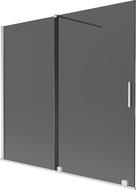 Mexen Velar διπλή συρόμενη παραβάν μπάνιου 170 x 150 cm, γραφίτης, βουρτσισμένο