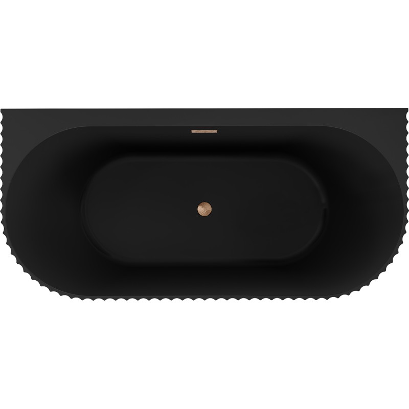 Mexen Sella bañera exenta de pared acanalada 170 x 80 cm, negro mate, rebosadero cobre cepillado - 52711708071-65