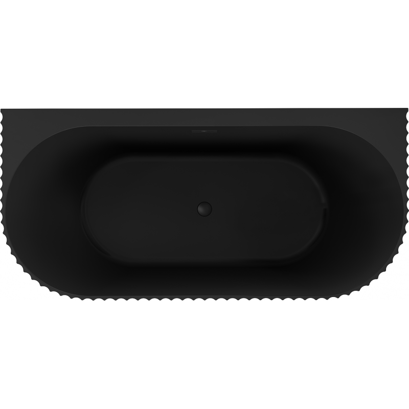 Mexen Sella freestanding wall-adjacent fluted bathtub 170 x 80 cm, black matte, black overflow - 52711708071-70