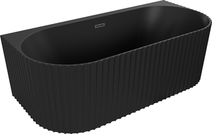 Mexen Sella freistehende gerippte Wandwanne 170 x 80 cm, schwarz matt, schwarzer Überlauf - 52711708071-70