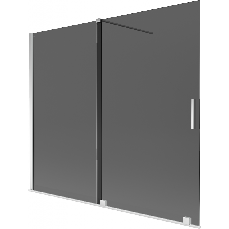 Mexen Velar raztegljiva dvodelna tuš pregrada 180 x 150 cm, grafit, krom - 896-180-000-41-01