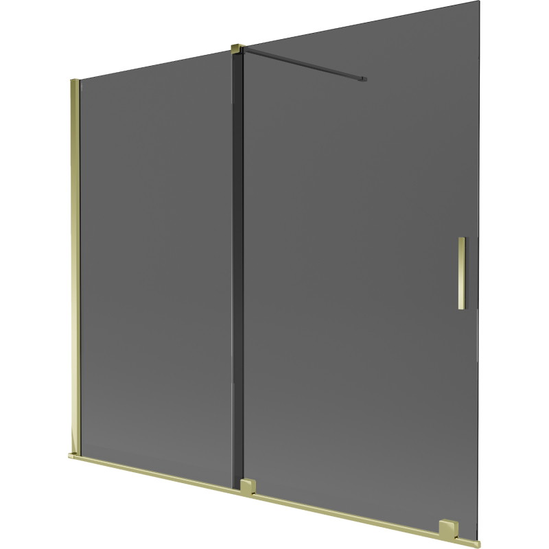 Mexen Velar 2-osaline vannisein, lükanduks, 180 x 150 cm, grafiit, kuldne - 896-180-000-41-50