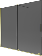 Mexen Velar duschvägg med tvådelad skjutdörr 180 x 150 cm, grafit, guld - 896-180-000-41-50