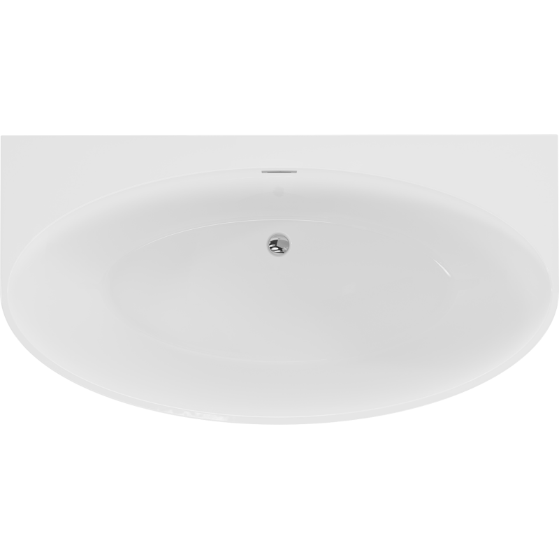 Mexen Bruna freestanding wall bath 150 x 82 cm, white gloss, chrome overflow - 52731508200-01