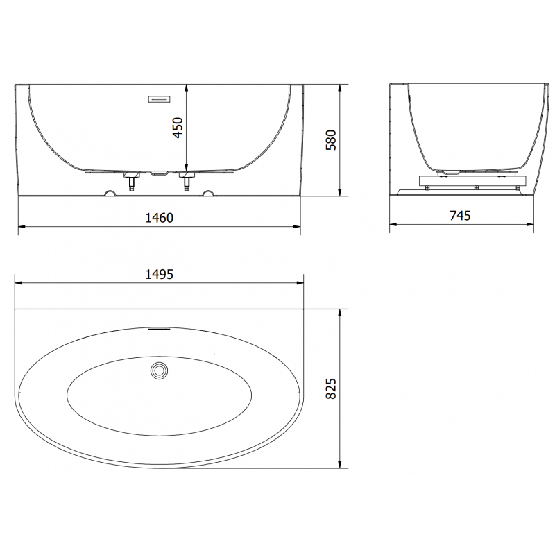 Mexen Bruna vasca da bagno indipendente a parete 150 x 82 cm, bianco lucido, troppopieno bianco - 52731508200-20