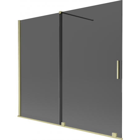 Mexen Velar 2-flügelige, verschiebbare Badewannenwand 180 x 150 cm, graphit, gebürstet gold - 896-180-000-41-55