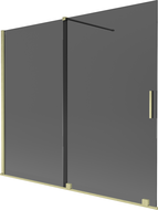Mexen Velar duschskärm, 2-delad skjutbar 180 x 150 cm, grafit, borstad guld - 896-180-000-41-55