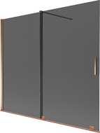 Mexen Velar διπλή συρόμενη καμπίνα ντουζιέρας 180 x 150 cm, γραφίτης, ροζ χρυσό