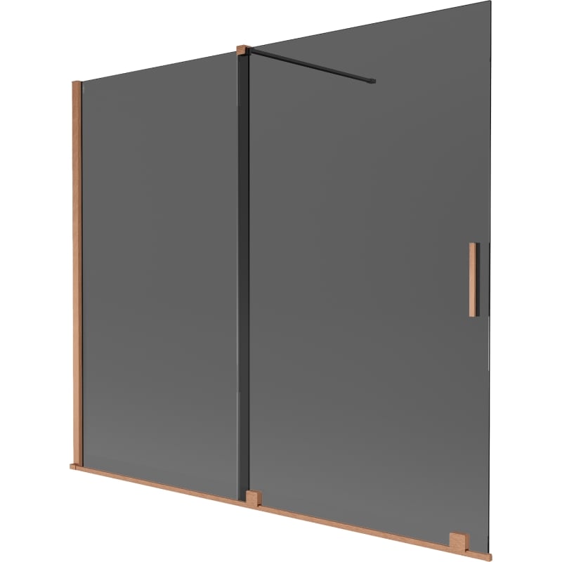 Mexen Velar klizna za tuš kadu s dva klizna krila 180 x 150 cm, grafit, brušena bakar - 896-180-000-41-65