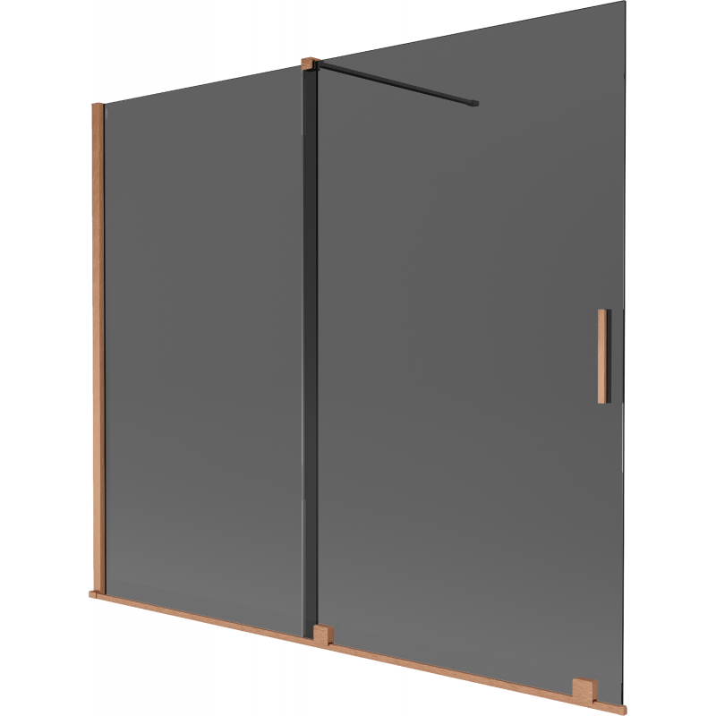 Mexen Velar parede divisória de banho de 2 painéis deslizantes 180 x 150 cm, grafite, cobre escovado - 896-180-000-41-65