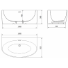 Mexen Bruna freistehende Vorwand-Badewanne 150 x 82 cm, weiß glänzend, Überlauf gebürstetes Kupfer - 52731508200-65