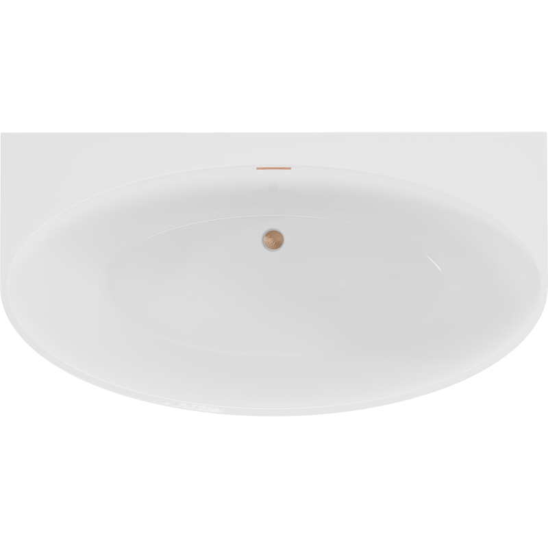 Mexen Bruna freestanding wall-mounted bath 150 x 82 cm, white gloss, brushed copper overflow - 52731508200-65