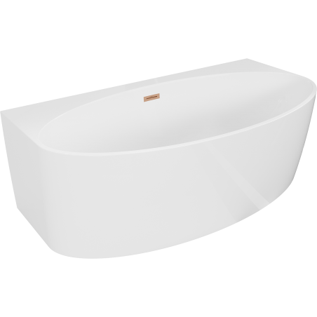 Mexen Bruna vrijstaande tegen de muur badkuip 150 x 82 cm, wit glans, overloop geborsteld koper - 52731508200-65