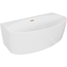 Mexen Bruna freistehende Vorwand-Badewanne 150 x 82 cm, weiß glänzend, Überlauf gebürstetes Kupfer - 52731508200-65
