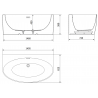 Mexen Bruna vrijstaande badkuip tegen de muur 150 x 82 cm, wit glans, overloop gun grijs geborsteld - 52731508200-66