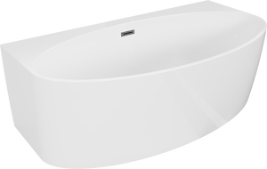 Mexen Bruna free-standing wall-adjacent bath 150 x 82 cm, white gloss, brushed gun gray overflow - 52731508200-66
